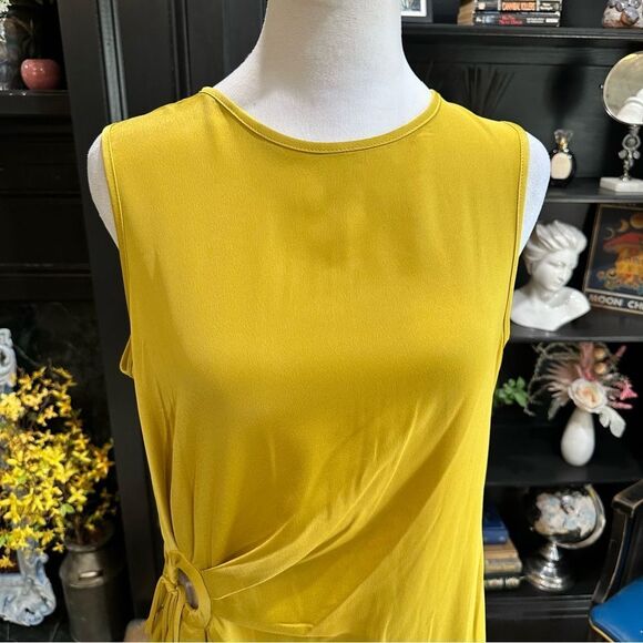 Taylor Golden Yellow A-Line Silky Midi Dress Size 10 NWT - Picture 3 of 13